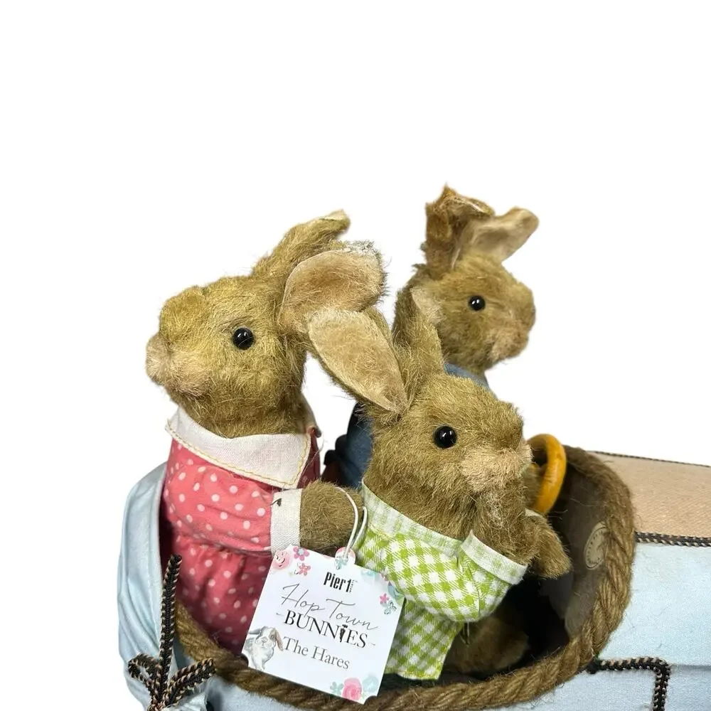 Pier 1 One HOP TOWN BUNNIES ROAD TRIP HARES RABBIT EASTER SISAL Jute 15